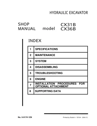 CASE CX31B MINI EXCAVATOR Service Repair Manual