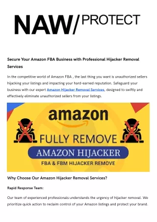 Secure Your Amazon FBA Business with Professional Hijacker Removal Services
