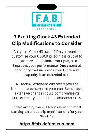 Enhance Your Glock 43 Discover the Benefits of the Extended Clip