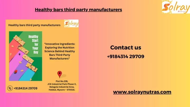 healthy bars third party manufacturers