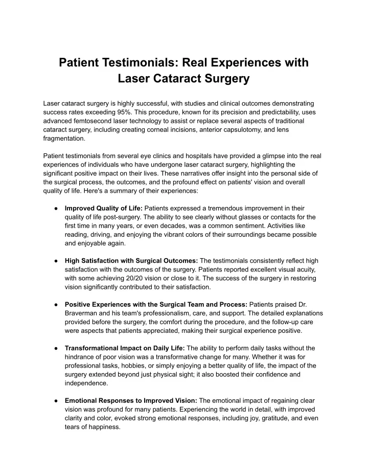 patient testimonials real experiences with laser