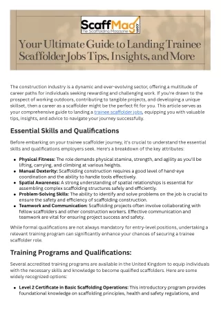 Your Ultimate Guide to Landing Trainee Scaffolder Jobs Tips, Insights, and More