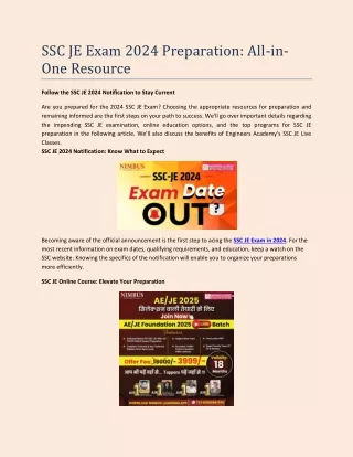 SSC JE Exam 2024 Preparation All-in-One Resource
