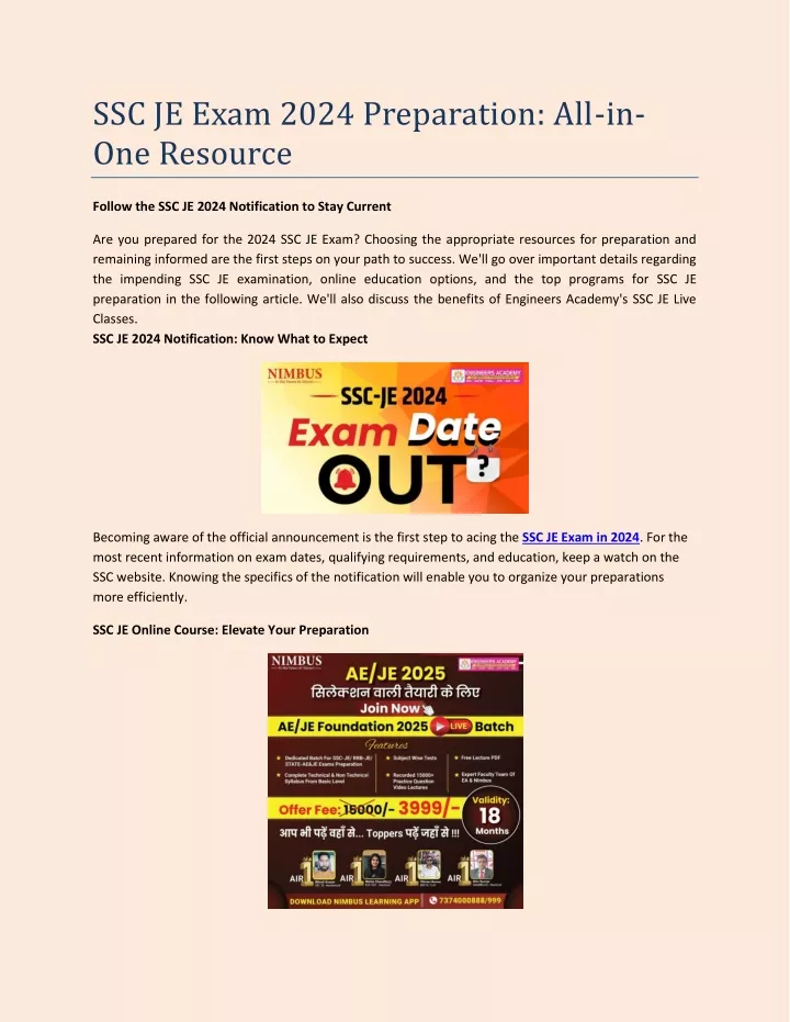 ssc je exam 2024 preparation all in one resource