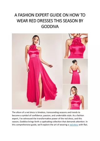 A FASHION EXPERT GUIDE ON HOW TO WEAR RED DRESSES THIS SEASON BY GODDIVA