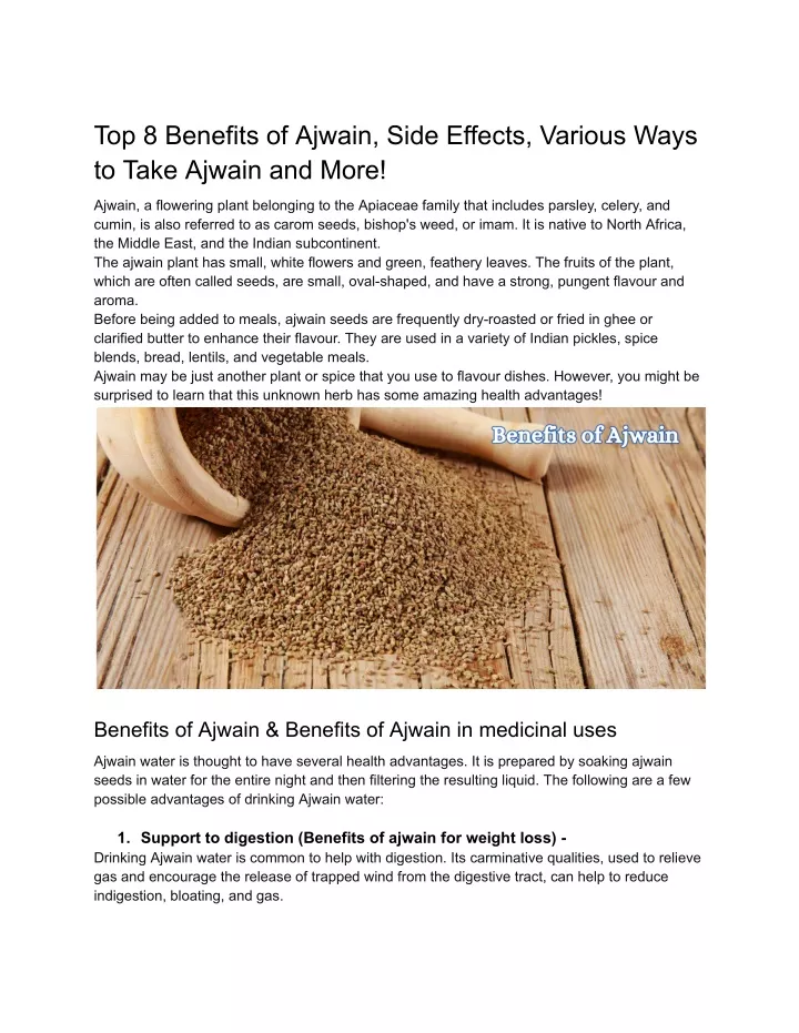 top 8 benefits of ajwain side effects various
