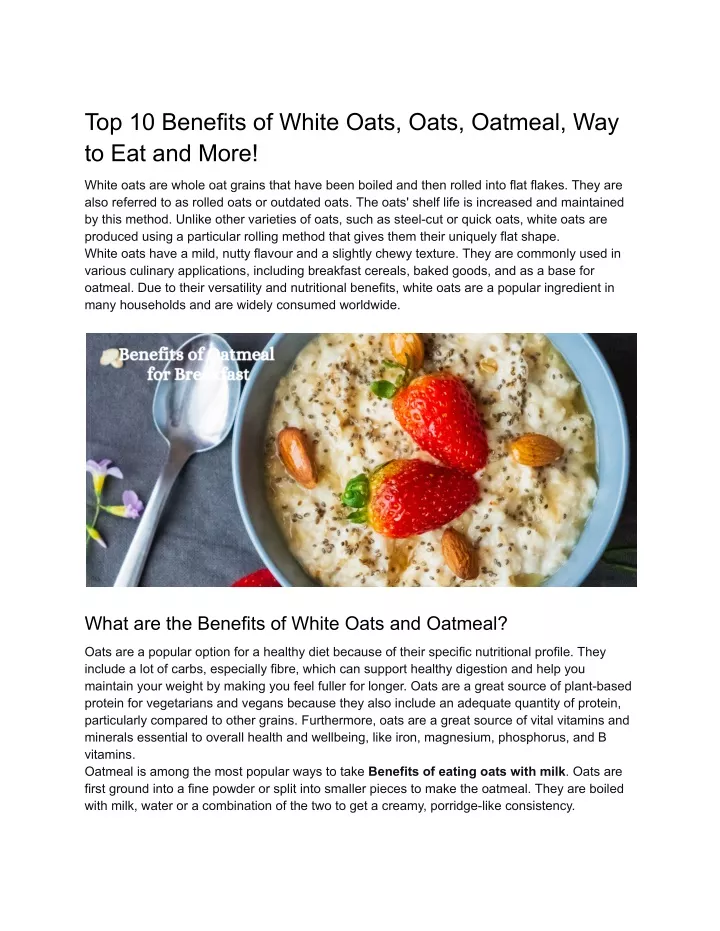top 10 benefits of white oats oats oatmeal