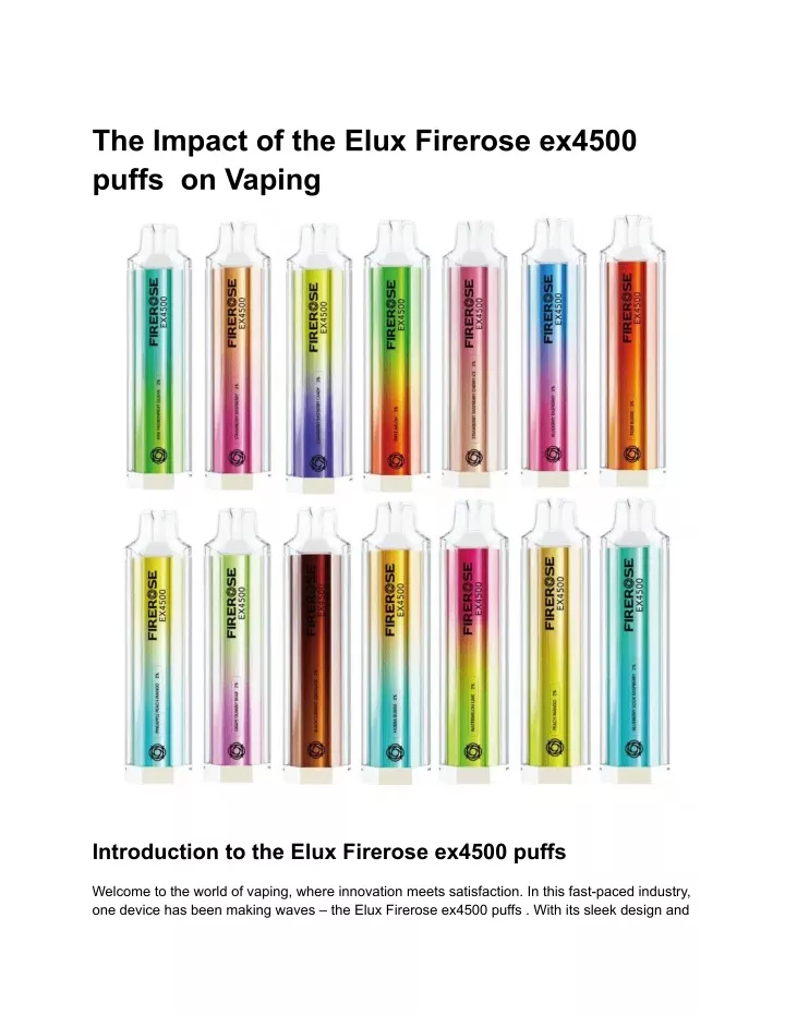 the impact of the elux firerose ex4500 puffs