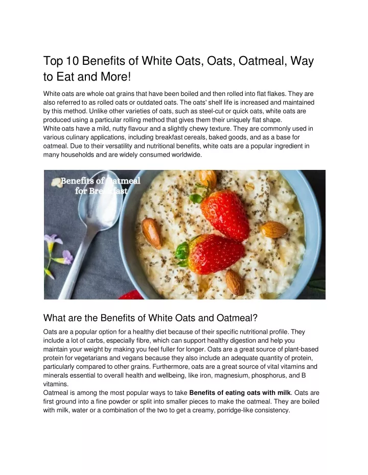 top 10 benefits of white oats oats oatmeal