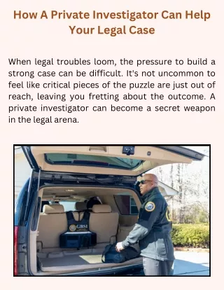 How A Private Investigator Can Help Your Legal Case