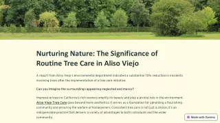 Nurturing Nature The Significance of Routine Tree Care in Aliso Viejo