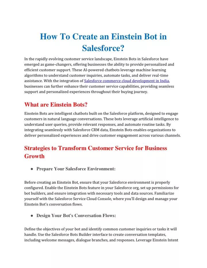 how to create an einstein bot in salesforce