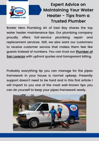 Expert Advice on Maintaining Your Water Heater - Tips from a Trusted Plumber