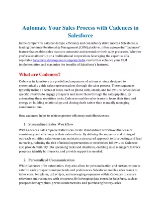 Automate Your Sales Process with Cadences in Salesforce