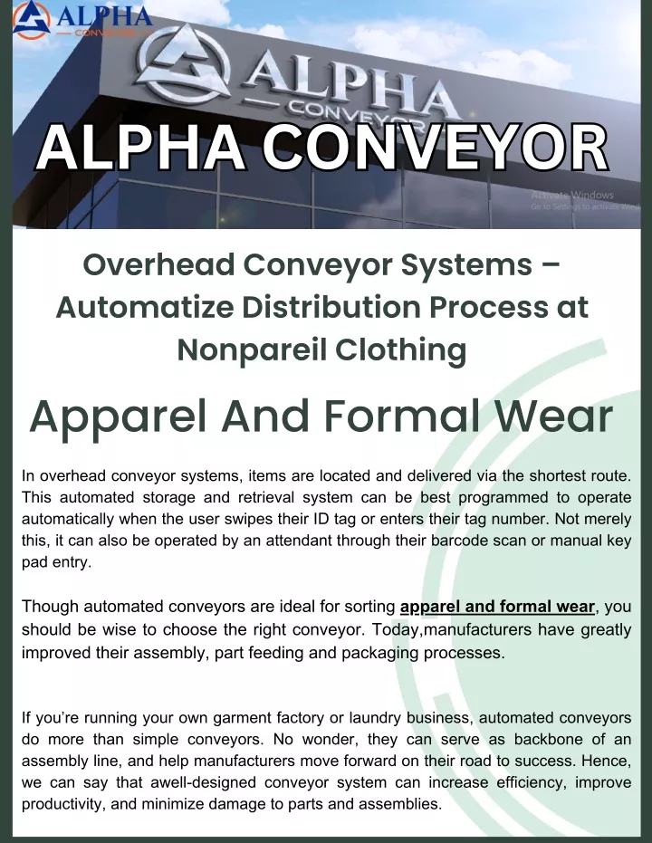 alpha conveyor alpha conveyor