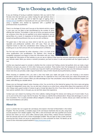 tips to choosing an aesthetic clinic tips