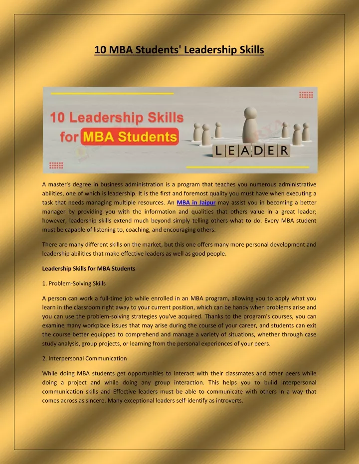 10 mba students leadership skills