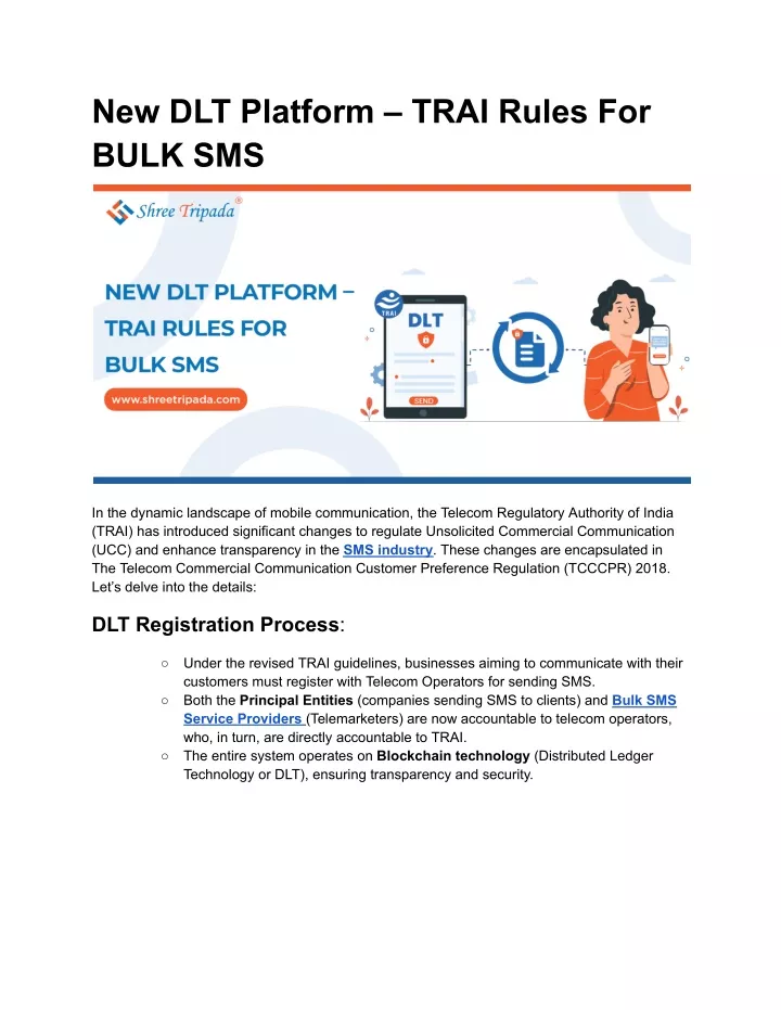 new dlt platform trai rules for bulk sms