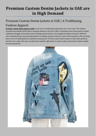 Premium Custom Denim Jackets in UAE are in High Demand