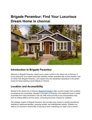 Brigade Perambur Find Your Luxurious Dream Home in chennai