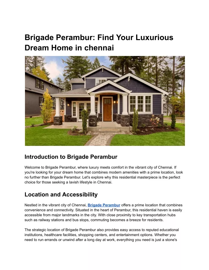 brigade perambur find your luxurious dream home