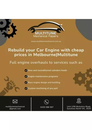 Rebuild your Car Engine with cheap prices in Melbourne |Multitune