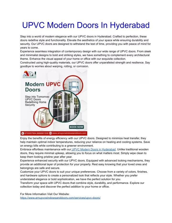 upvc modern doors in hyderabad