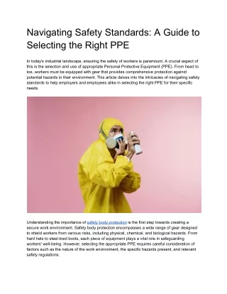 Navigating Safety Standards_ A Guide to Selecting the Right PPE