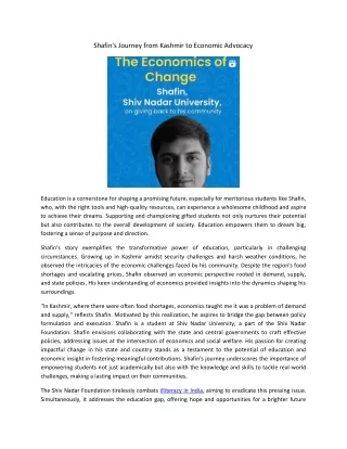 Shafin’s Journey from Kashmir to Economic Advocacy