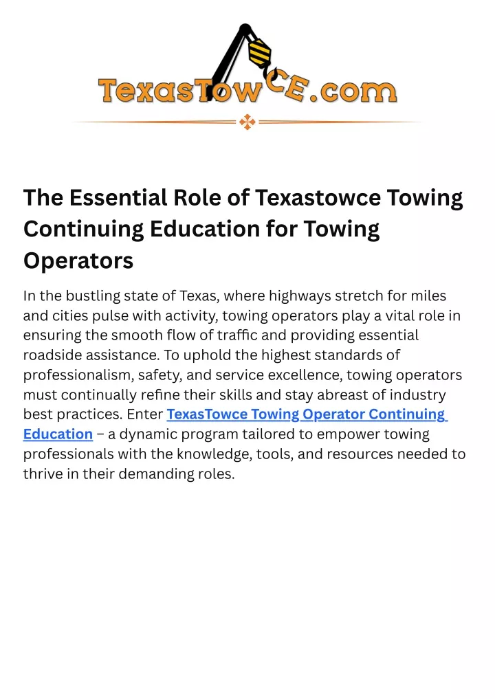 the essential role of texastowce towing