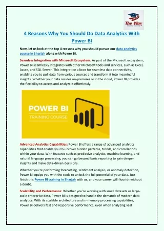 4 Reasons Why You Should Do Data Analytics With Power BI