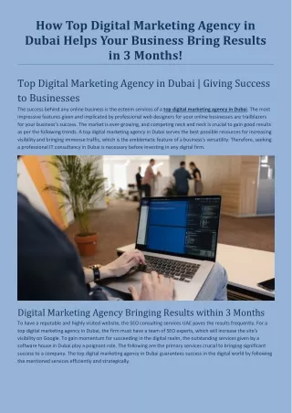 How Top Digital Marketing Agency in Dubai Helps Your Business Bring Results in 3