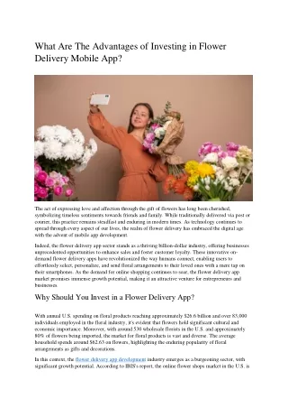 what are the advantages of investing in flower
