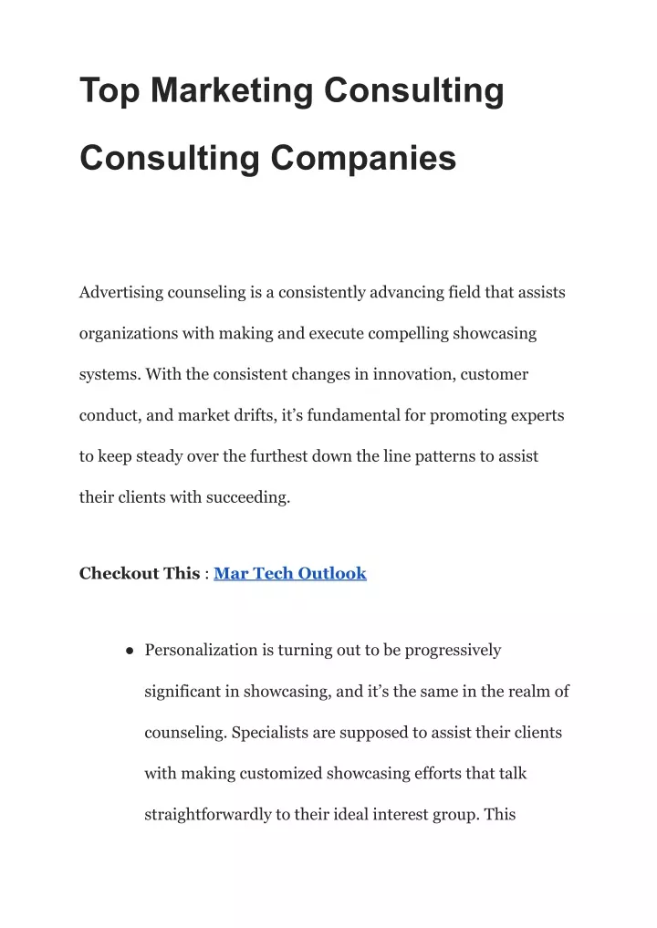 top marketing consulting
