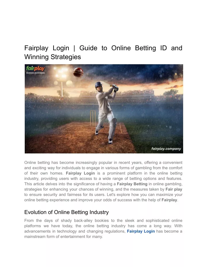 fairplay login guide to online betting