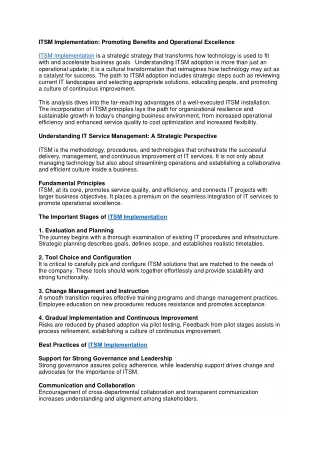 itsm implementation promoting benefits