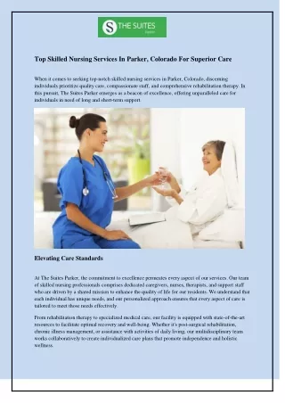 Top Skilled Nursing Services In Parker, Colorado For Superior Care