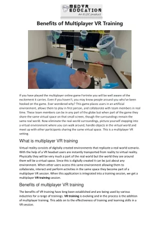 Benefits of Multiplayer VR Training