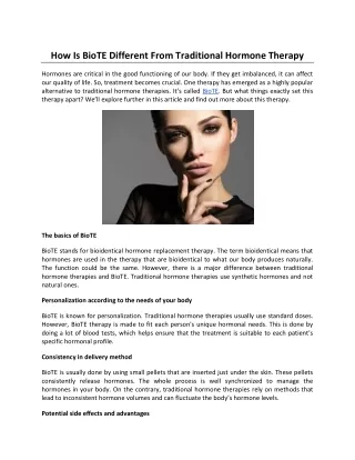 How Is BioTE Different From Traditional Hormone Therapy