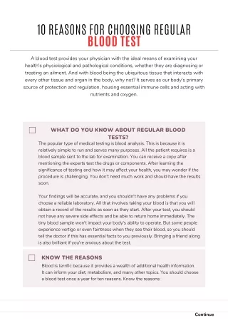 10 Reasons for Choosing Regular Blood Test