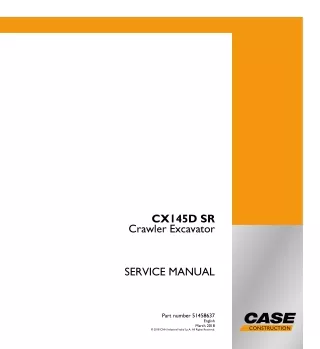 CASE CX145D SR Crawler Excavator Service Repair Manual