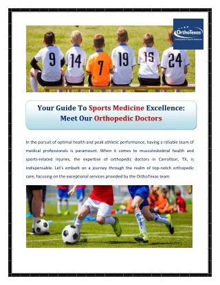 Your Guide To Sports Medicine Excellence Meet Our Orthopedic Doctors