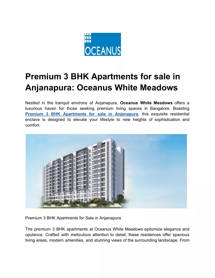 premium 3 bhk apartments for sale in anjanapura