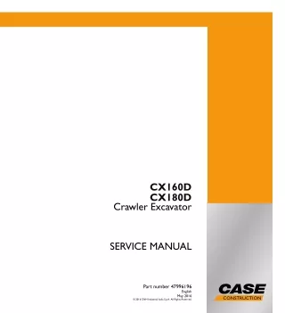 CASE CX160D Crawler Excavator Service Repair Manual