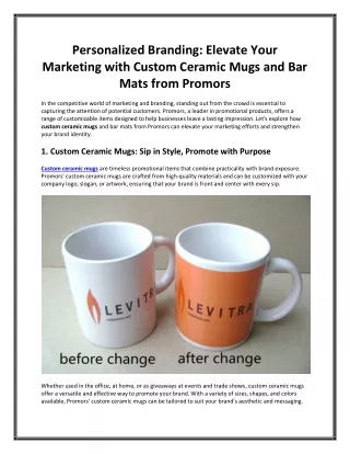 Personalized Branding Elevate Your Marketing with Custom Ceramic Mugs and Bar Mats from Promors