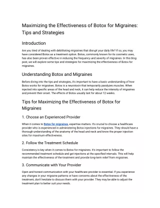 Maximizing the Effectiveness of Botox for Migraines_ Tips and Strategies