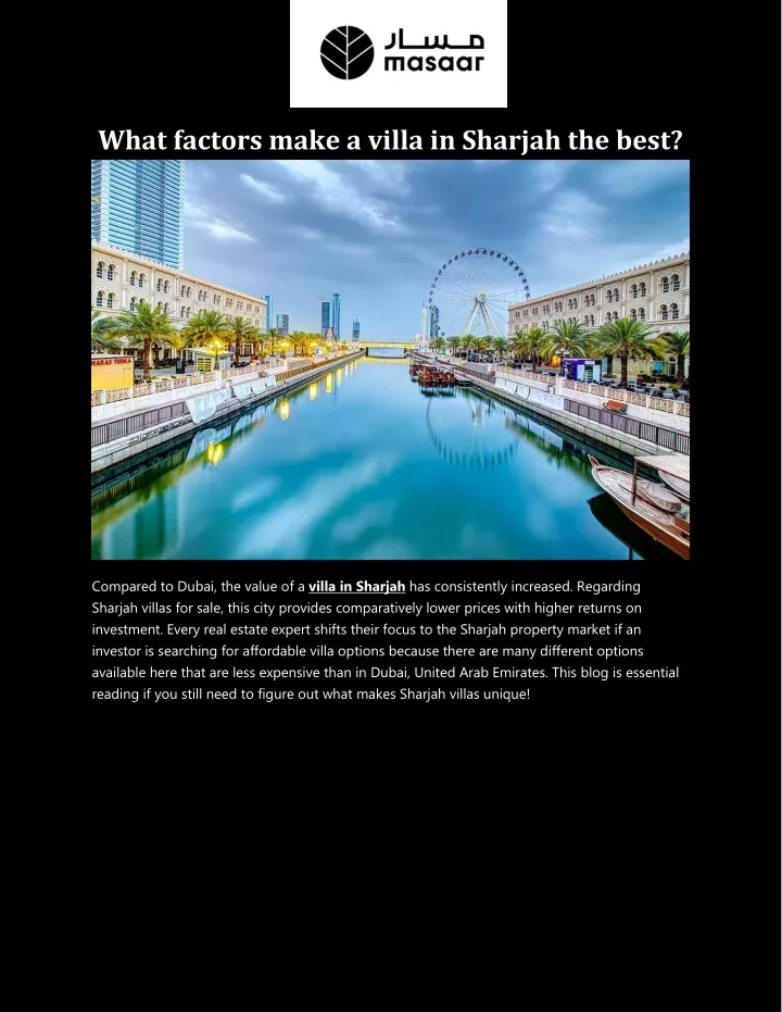 what factors make a villa in sharjah the best