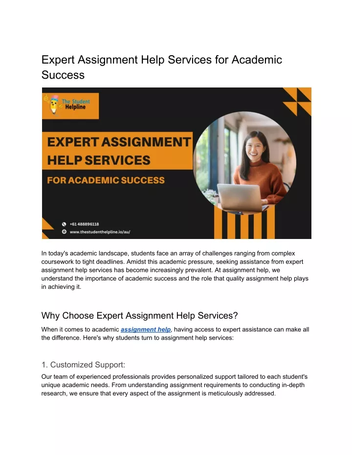 expert assignment help services for academic