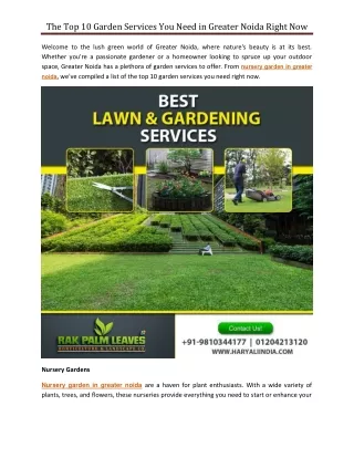 The Top 10 Garden Services You Need in Greater Noida Right Now