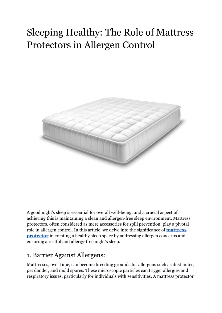 sleeping healthy the role of mattress protectors